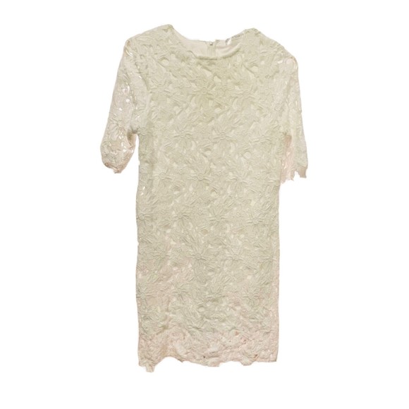 Beautiful Floral Cutout White Overlay Detail Fully Lined Size Medium - Picture 1 of 7
